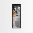 Colorful Beach Houses, Palm Trees, Coastal Row, Framed Canvas Print, Tropical Living Room Art, Boho Seaside Decor, Vibrant Beach Style