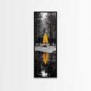 Golden Tree, Forest Reflection, Autumn Solitude, Nature Focused Minimalism, Framed Canvas Print, Zen Bathroom or Office Wall Art