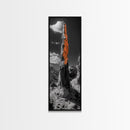 Orange Spire, Desert Rock, Natural Monument, High Contrast Landscape, Framed Canvas Print, Rustic Office Wall Art, Fall Desert Decor