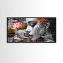 Tranquil Beauty, Water Lily, Zen Reflection, Peaceful Face, Framed Canvas Print, Minimalist Art, Spa Decor, Bedroom Wall Art, Nature Lover Gift