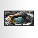 Geothermal Pool, Natural Wonders Photography, Yellowstone Landscape Decor, Earth Tones Wall Art, Framed Canvas Print, Bathroom Art
