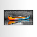 Painted Canoe, River Reflections, Nature Boating, Color Pop Art, Canvas Print, Lakeside Wall Decor, Adventure Theme, Rustic Office Art