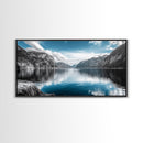 Mountain Lake, Blue Water, Fjord View, Canvas Print, Scandinavian Landscape, Calm Nature Wall Art, Office or Bedroom Modern Decor