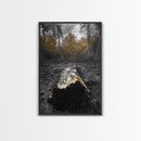 Fallen Log, Autumn Forest, Nature Transition, Framed Canvas Print, Rustic Fall Decor, Cabin Wall Art, Woodland Photography