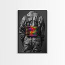 Colorful Ammo Art, Bold Bullets, Neon War, Framed Canvas Print, Urban Wall Art, Edgy Decor, Man Cave Accent, Pop Art Style