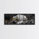 Forest Cave, Woodland Stream, Natural Light, Hidden Path, Framed Canvas Print, Cabin Wall Art, Rustic Decor, Adventure Photography