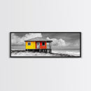 Yellow Cabin, Seaside Shack, Color Pop, Coastal Vibes, Framed Canvas Print, Beach House Wall Art, Bold Nautical Decoretic