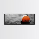 Orange Buoy Water, Minimal Marine Still Life, Nautical Photography, Ocean Vibe, Canvas Print, Bathroom Wall Art, Coastal Industrial Decor