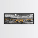Desert Cactus, Southwestern Vibes, Golden Landscape, Boho Earth Tones, Framed Canvas Print, Entryway Wall Art, Desert Home Decor