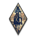 Classic Desert Wrangler Ride Diamond Shaped Canvas Art Print — Cowboy Illustration Western Retro Cactus Scene Country Wall Decor