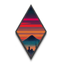 Tokyo Neon Twilight – Diamond Shaped City Skyline Sunset Canvas Embossed Print, Urban Landscape Japan Decor, Futuristic Art Vibes