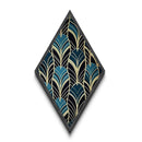 Teal Deco Leaves – Diamond Shaped Canvas Embossed Print Art Deco Wall Decor, Gold Foil Style, Geometric Pattern, Modern Glam Botanical Print