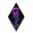 Galactic Jelly Dream Diamond Shaped Bioluminescent Sea Life Canvas Art Print Cosmic Ocean Wall Decor Teen Room Psychedelic Glow