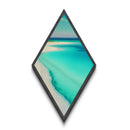 Crystal Lagoon Shore – Diamond Shaped Canvas Textured Print with Tropical Beach Scene, Aqua Blue Ocean Wall Decor, Island Vibes Art