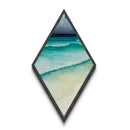 Aqua Shoreline Calm – Diamond Shaped Ocean Serenity Beach Theme Canvas Embossed Print in Turquoise and Cream Coastal Tones