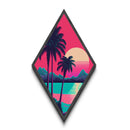 Midcentury Modern Wall Art, Vaporwave Palm Tree Art, Diamond Shaped Canvas Embossed Wall Art, Canvas Textured Art