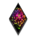 Rainbow Flower Canvas Textured Print, Diamond Shaped Wall Art,  Floral Decor, Flower Painting Print