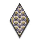 Lavender Deco Layers Diamond Shaped Canvas Textured Print, Art Nouveau Fan Motif, Pastel Pattern Geometric Wall Accent