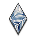Spiral Indigo Maze Diamond Shaped Canvas Textured Print, Bold Modern Abstract Art, Geometric Blue Watercolor Wall Design