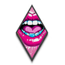 Pop Lips with Heart Tongue – Canvas Embossed Print Bold Urban Wall Art, Neon Aesthetic, Diamond Decor, Graphic Modern Home Accent