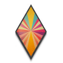 Sunshine Spectrum Pop Diamond Shaped Canvas Embossed Print with bold pastel starburst explosion midcentury vibes colorful retro geometric wall art