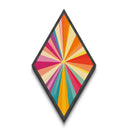 Sunshine Rays — Diamond Shaped Canvas Art Print modern sunbeam explosion piece ideal kids room decor vibrant wall accent rainbow palette