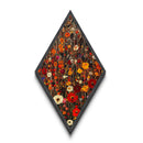 Autumn Garden — Diamond Shaped Canvas Textured Print adds farmhouse style to dining room or foyer featuring impasto wildflower bouquet hues