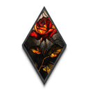 Stained Glass Rose Diamond Shaped Canvas Textured Print, Gothic Floral Wall Decor, Dramatic Botanical Art Nouveau Style