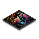 Midnight Florals Bloom – Diamond Shaped Canvas Art Print with watercolor bouquet, vivid dark florals, moody botanical modern floral wall art