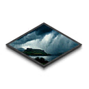 Stormy Highlands Skies Diamond Shaped Canvas Textured Print, dramatic clouds over mountains wall decor, moody nature landscape art