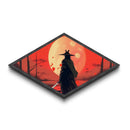 Lone Ronin Eclipse Diamond Shaped Canvas Textured Print, Samurai Sunset Wall Art, Anime Warrior Decor, Japanese Aesthetic Gift