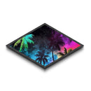 Neon Tropics Sky Diamond Shaped Canvas Embossed Print, Palm Tree Galaxy Art, Colorful Tropical Decor, Teen Room Wall Accent