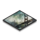 Golden Gate Haze Diamond Shaped Canvas Textured Print, San Francisco Bridge Watercolor, Urban Landscape Art, Travel Lover Gift
