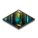 Magic Forest Portal Diamond Shaped Canvas Textured Print, fantasy woodland entrance art, colorful ethereal tree landscape print