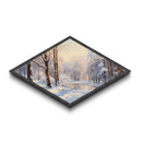 Winter in The Woods, Framed Canvas Print Wall Art, Winter Centerpiece, Snowy Landscape Painting Home Decor, Above Sofa Art