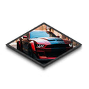 Diamond Shaped Muscle Car – Canvas Textured Print with Red American Classic Vehicle, Garage Decor, Bold Auto Lover Gift
