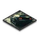 Diamond Shaped Night Drive – Canvas Art Print with Black Sports Car Motion Scene, Sleek Auto Wall Art, Futuristic Garage Decor