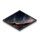 Starlit Landscape Glow Diamond Shaped Canvas Textured Print, dreamscape night sky meadow art, celestial fantasy field scene