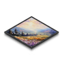 Morning Valley Bloom Diamond Shaped scenic countryside sunrise Canvas Art Print floral landscape painting warm family room decor