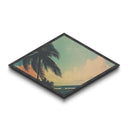 Coastal Palm Skies — Diamond Shaped Canvas Textured Print beach house decor, tropical art, summer vibes, pastel boho wall hanging