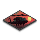 Urban Extraction Sunset — Diamond Shaped Canvas Art Print tactical military wall decor, Black Hawk gift, moody war scene home accent