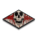 Splattered Skull Horror Diamond Shaped Canvas Textured Print abstract gothic art Halloween wall decor edgy red black painting