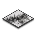 Wolf Waterfall Gaze Diamond Shaped Canvas Art Print nature forest landscape wall art rustic woodland gift black white decor