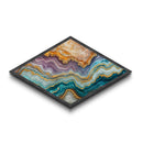 Agate Crystal Layers Diamond Shaped Canvas Art Print colorful gemstone wall art abstract mineral decor modern nature style