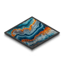 Aqua Flame Vein Diamond Shaped Canvas Textured Print Agate Crystal Slice Wall Decor Earth Tones Modern Bathroom Gift