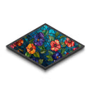 Floral Stained Mosaic Diamond Shaped Canvas Textured Print Garden Flower Art Colorful Boho Wall Piece Mother's Day Gift Idea