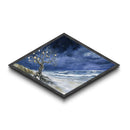 Moonlit Seaside Tree – Diamond Shaped Canvas Art Print mystical beach tree with shells ocean night sky moody coastal wall decor gift