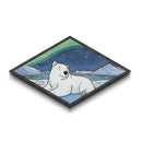Polar Glow Bear - Diamond Shaped Canvas Textured Print Aurora Borealis Nursery Decor Arctic Animal Art Winter Wonderland Gift