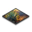 Canyon Agave Diamond Shaped Landscape Canvas Embossed Print Desert Plant Painting Warm Color Wall Art Botanical Home Decor Accent