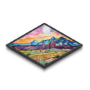 Sunset Over Painted Buttes Diamond Shaped Canvas Textured Print vivid desert canyon landscape southwestern decor art illustration